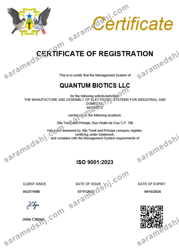 São Tomé and Príncipe business registration certificate Word and PDF template